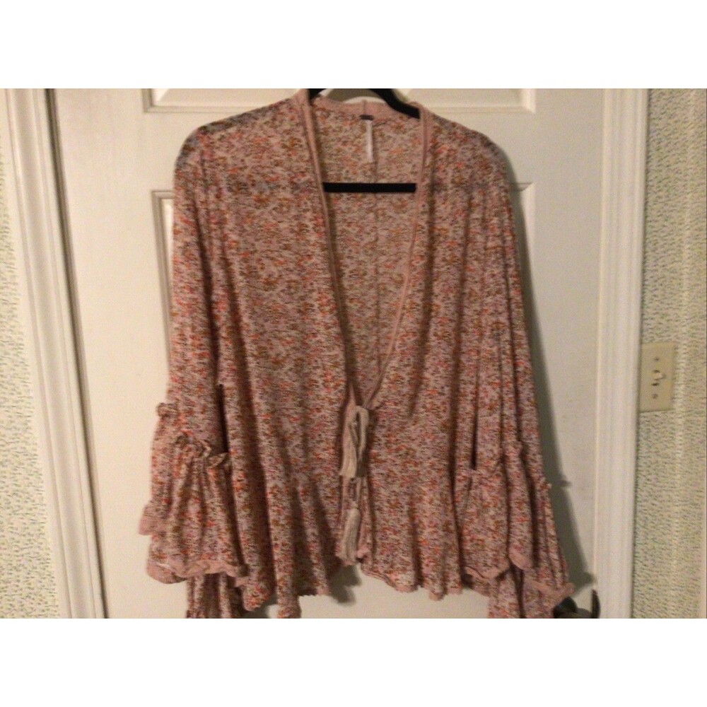 Women’s Free People Floral Open Front With Tie Kimono Size Small
